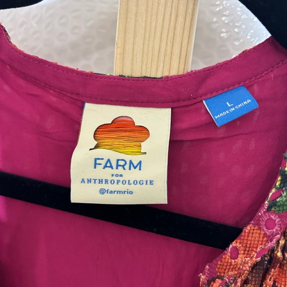 Anthropologie Farm Rio Pink Eyelet Tiered Tunic Mini Dress Size Large - Picture 6 of 7